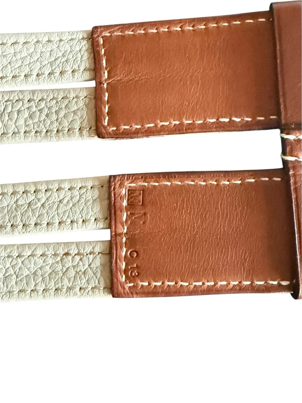 Hermes Two-Tone 2009 Leather Etriviere Double-Strap Belt Sz 31in/80cm (Medium)